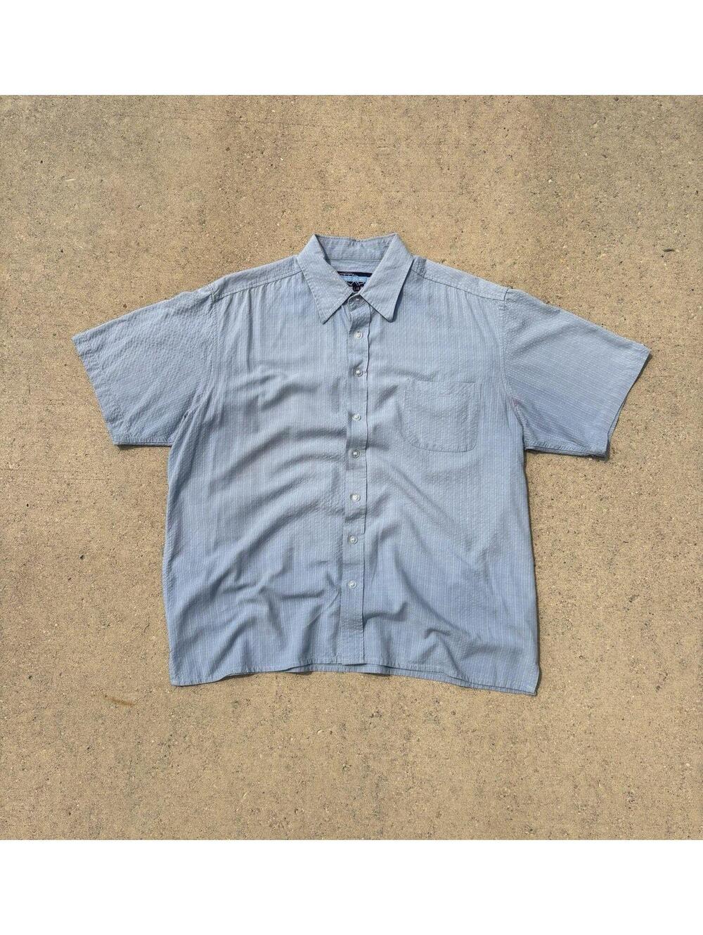 Vintage Polo Cropped Blue Summer Button Up Short sleeve
